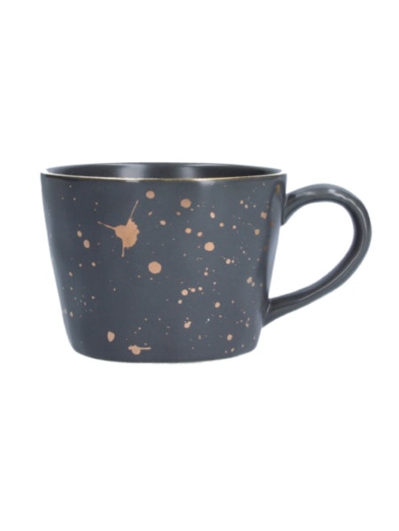 Dark Grey Artisan Gold Splash Ceramic Mug by Gisela Graham