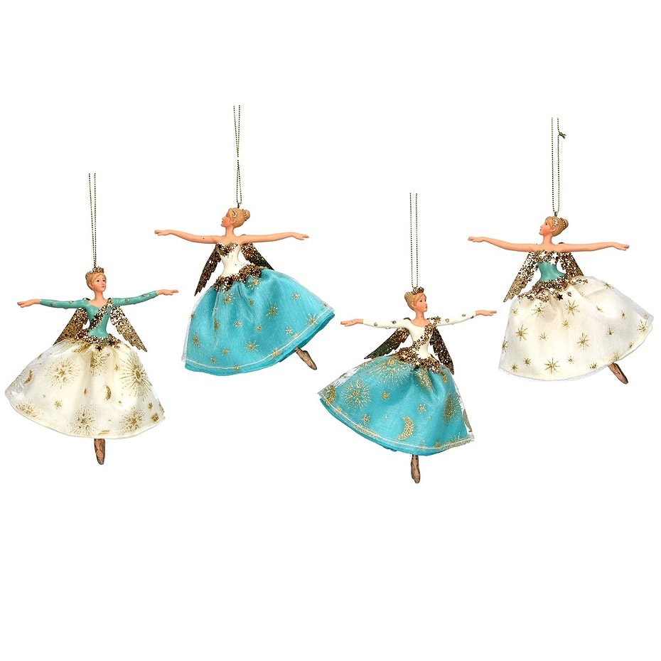 Teal Gold Celestial Resin Fabric Fairy by Gisela Graham