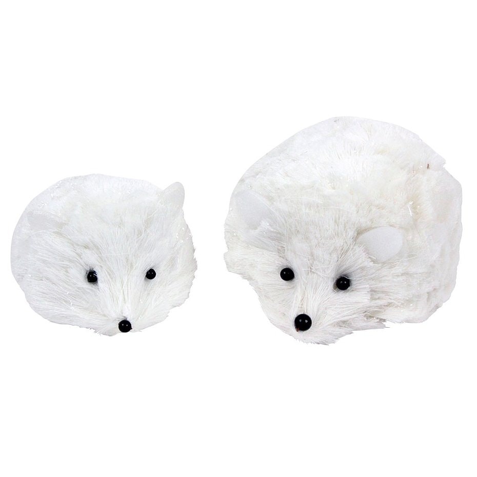 Set of 2 Bristle White Hedgehogs Ornaments by Gisela Graham