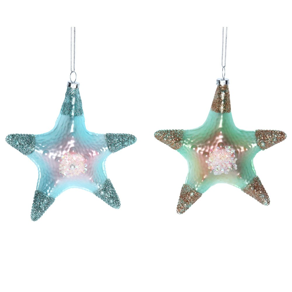Choice of Two Green or Blue Starfish Decoration by Gisela Graham