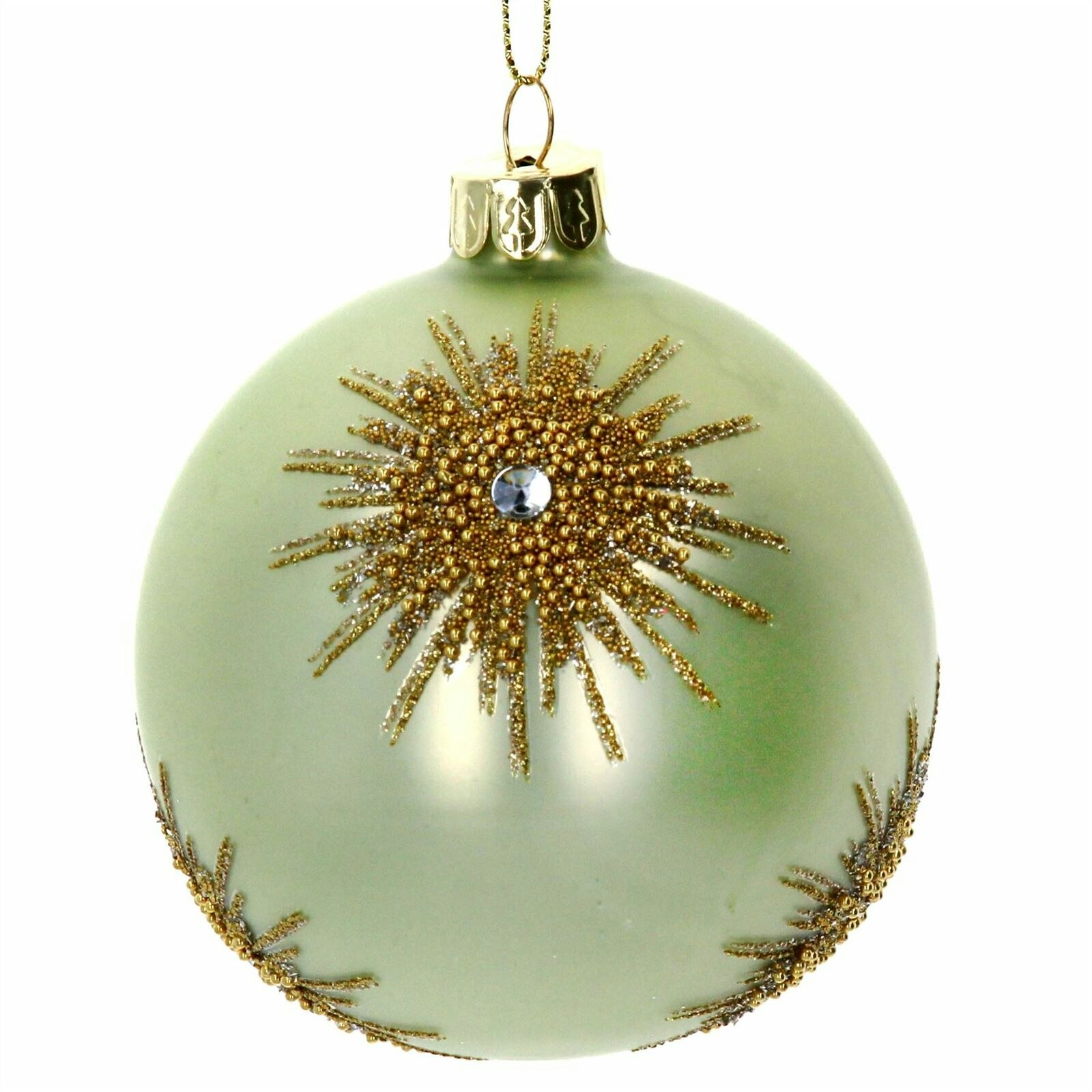 Green And Gold Bead Starburst Decoration by Gisela Graham