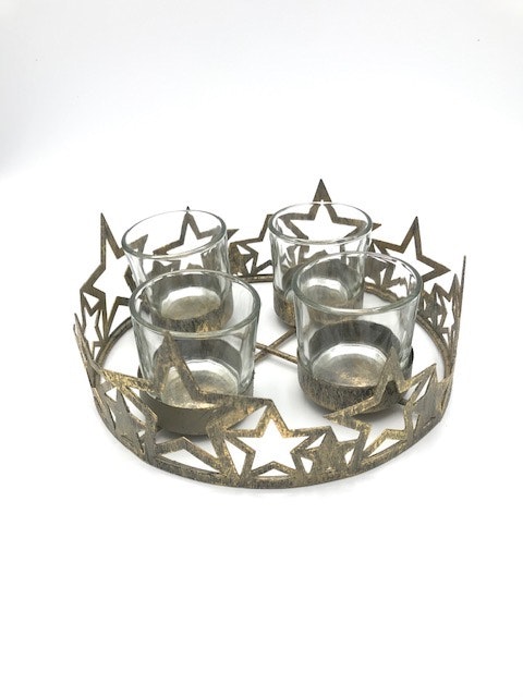 Metal Star Plate with Tealight Holders by Biggie Best