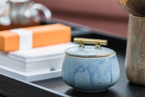 Ceramic Storage Jar with Lid | Blue / Grey by House Doctor