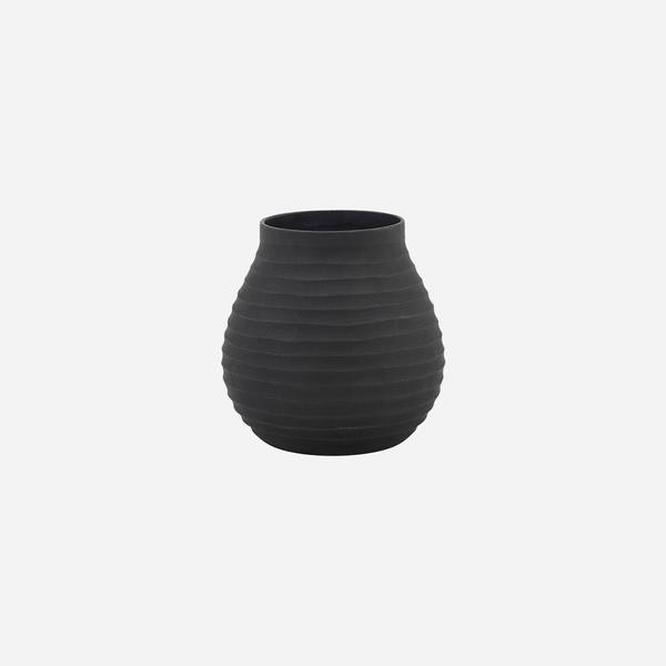 Groove Black Glass Vase by House Doctor