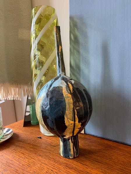 Papier Maché Bud Vase Blue Yellow Multi by SILENZIO