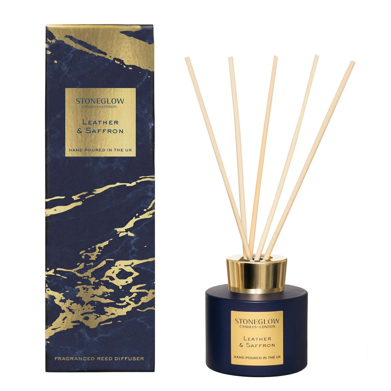 Luna Reed Diffuser Leather & Saffron by Stoneglow