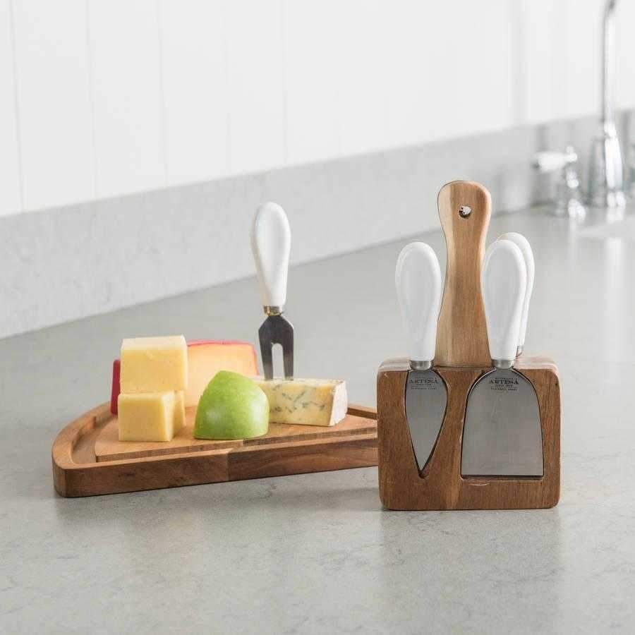 Magnetic Cheese Knife Set In Wooden Block by Distinctly Living