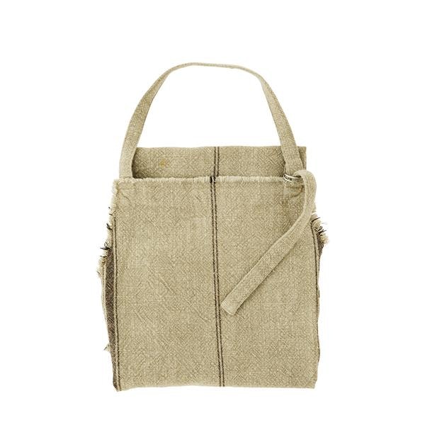 Striped Apron With Fringes In Khaki by Madam Stoltz