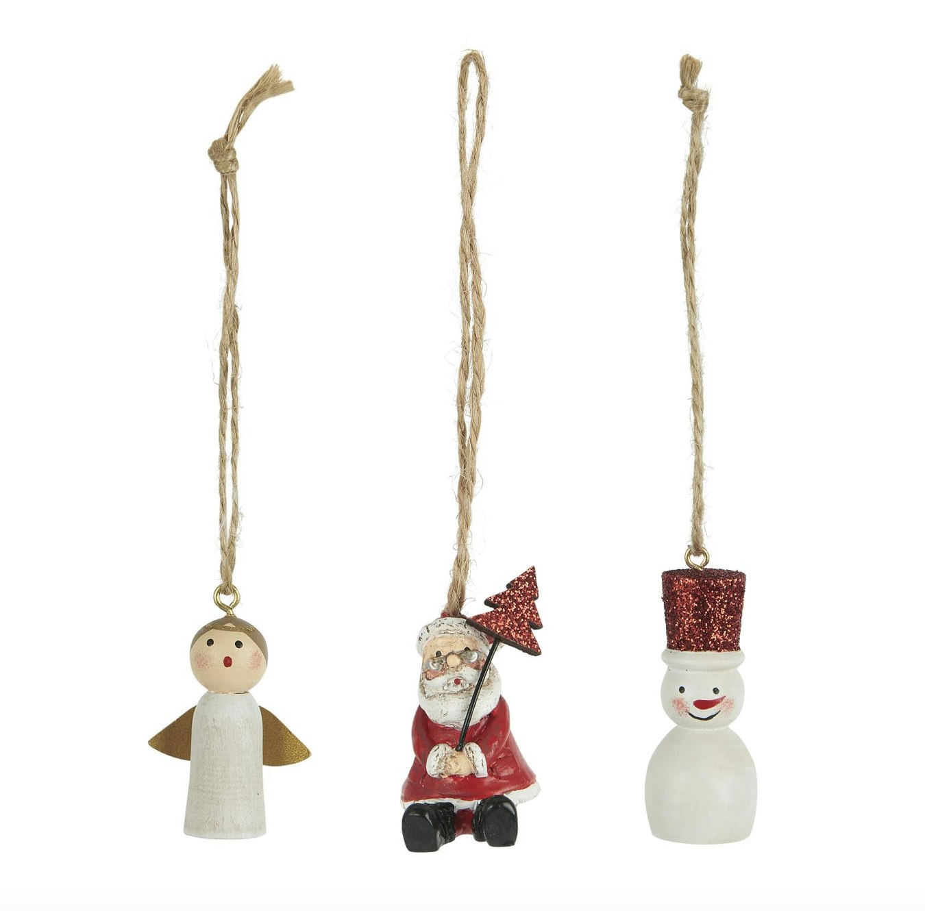 Set of 3 Red and White Christmas Decorations by Ib Laursen