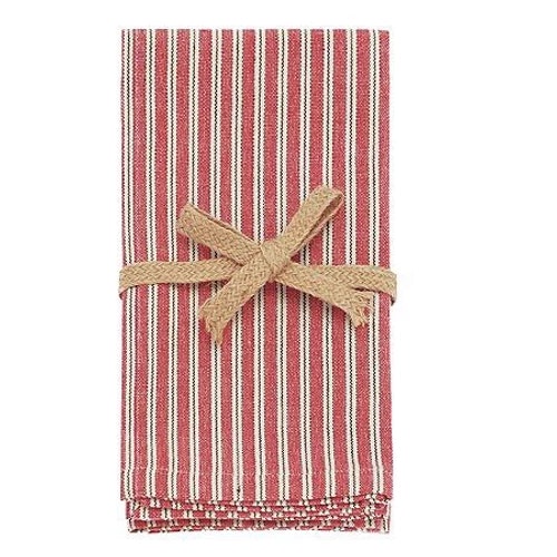 Set of 4 Dorset Red County Ticking Cotton Napkins by Waltons of Yorkshire