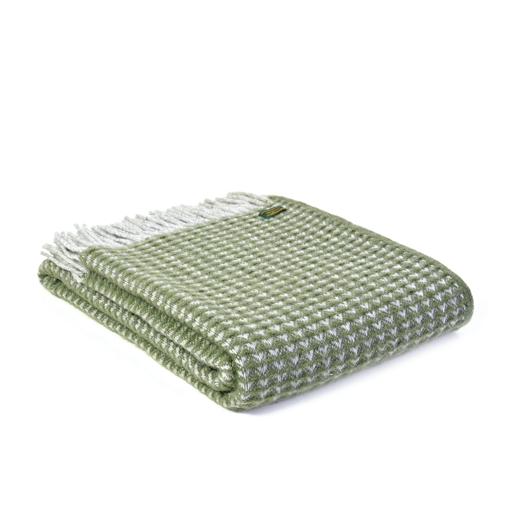 Olive Pure Wool Treetop Blanket by Tweedmill