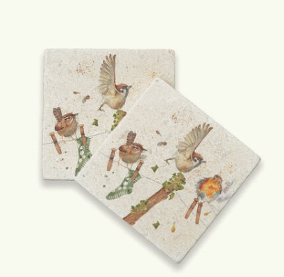 Set of 2 Laundry Day Design Coaster by Kate of Kensington