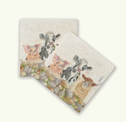 Set of 2 Farmyard Design Coaster by Kate of Kensington