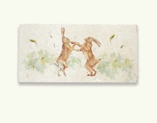 Marble Boxing Hares Printed Sharing Platter by Kate of Kensington