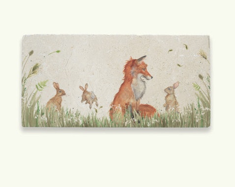 Marble Fox and Rabbit Printed Sharing Platter by Kate of Kensington