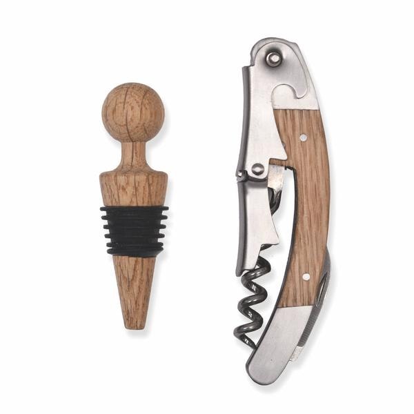 Oak And Steel Wine Set by Garden Trading