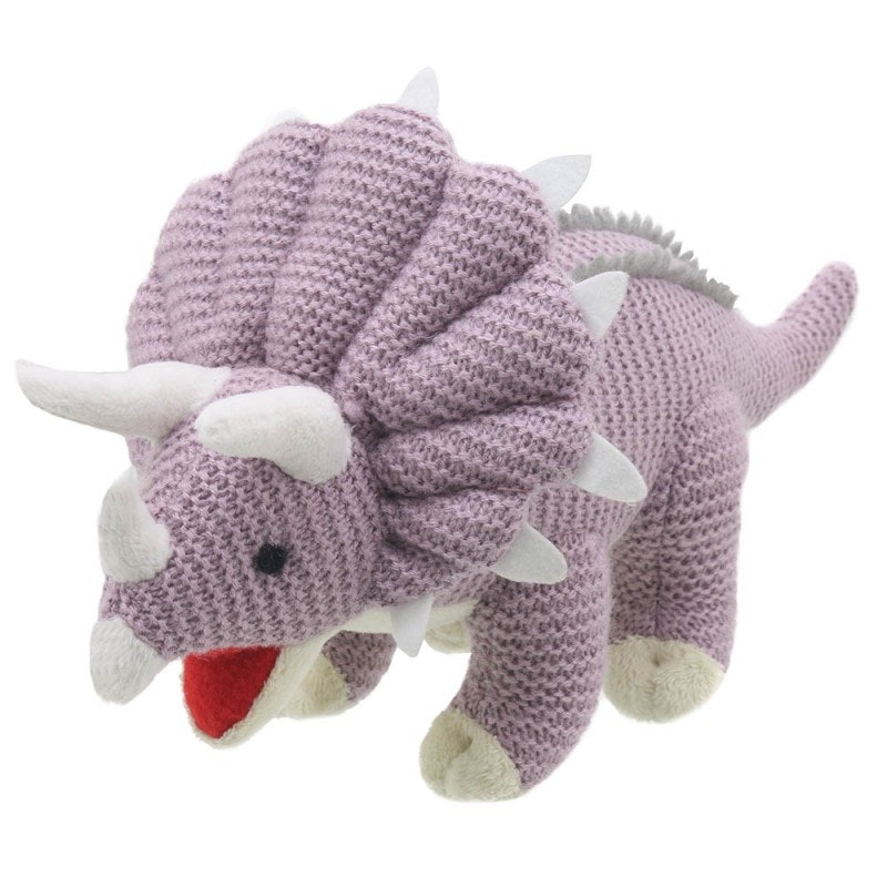 Purple Knitted Triceratops Soft Toy by Wilberry
