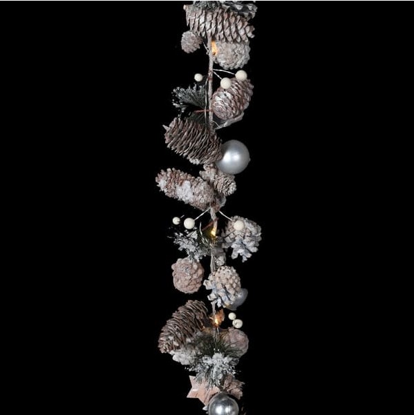 Rustic Pine Cone Garland with LEDs by