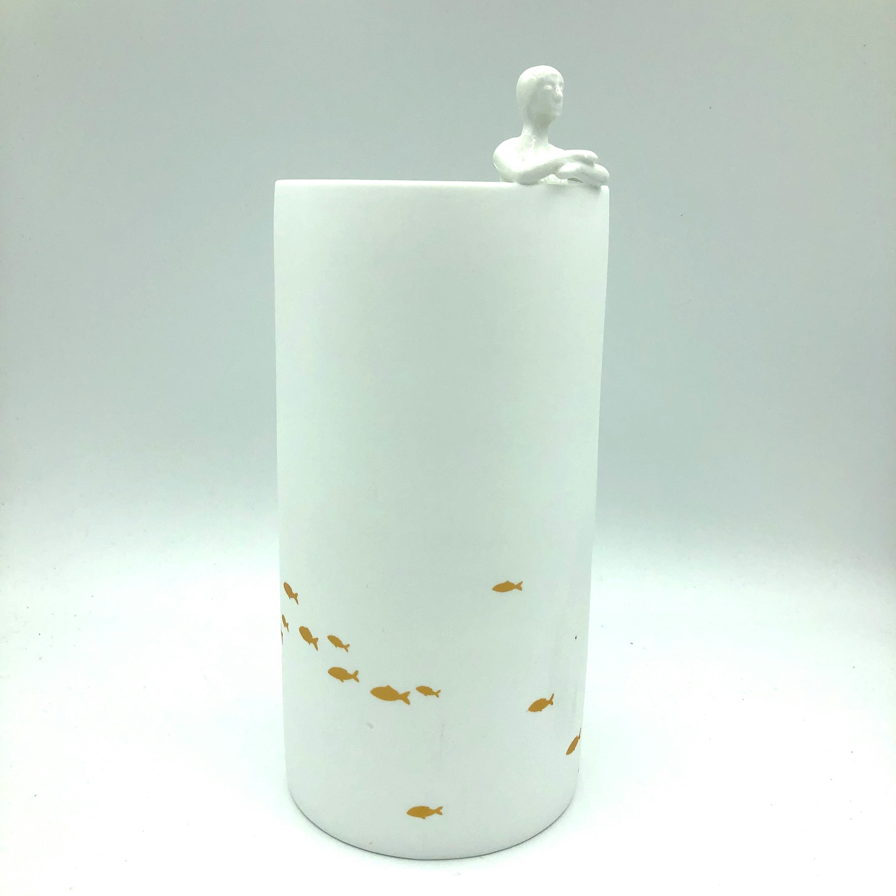 Vase Porcelain Swimming Figure by Räder