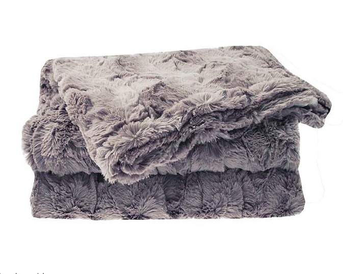 Soft Crushed Faux Fur Throw in Mink by Waltons of Yorkshire