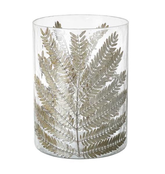 Gold Fern Hurricane Tea Light Large by Parlane