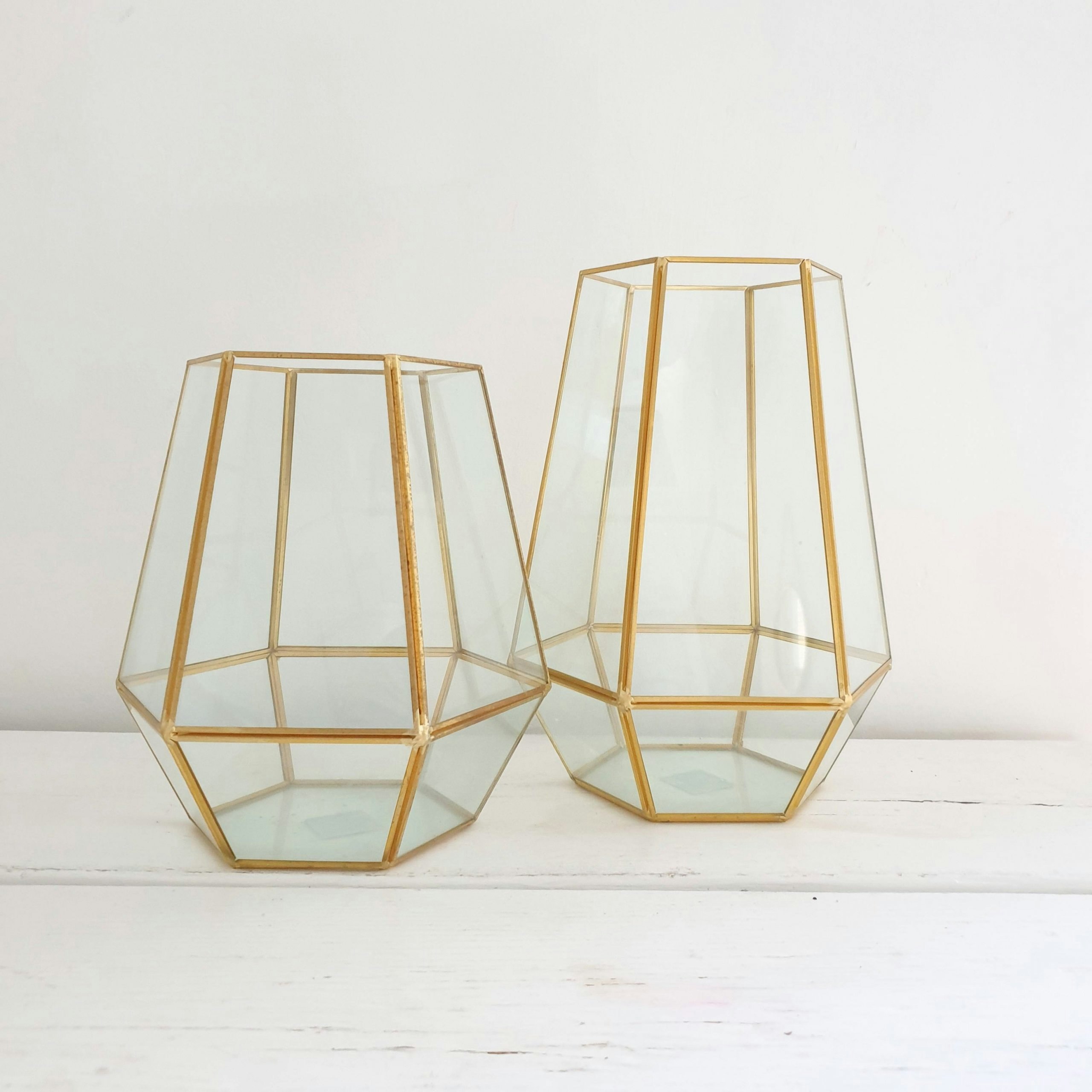 Large Gold And Glass Candle Holder by