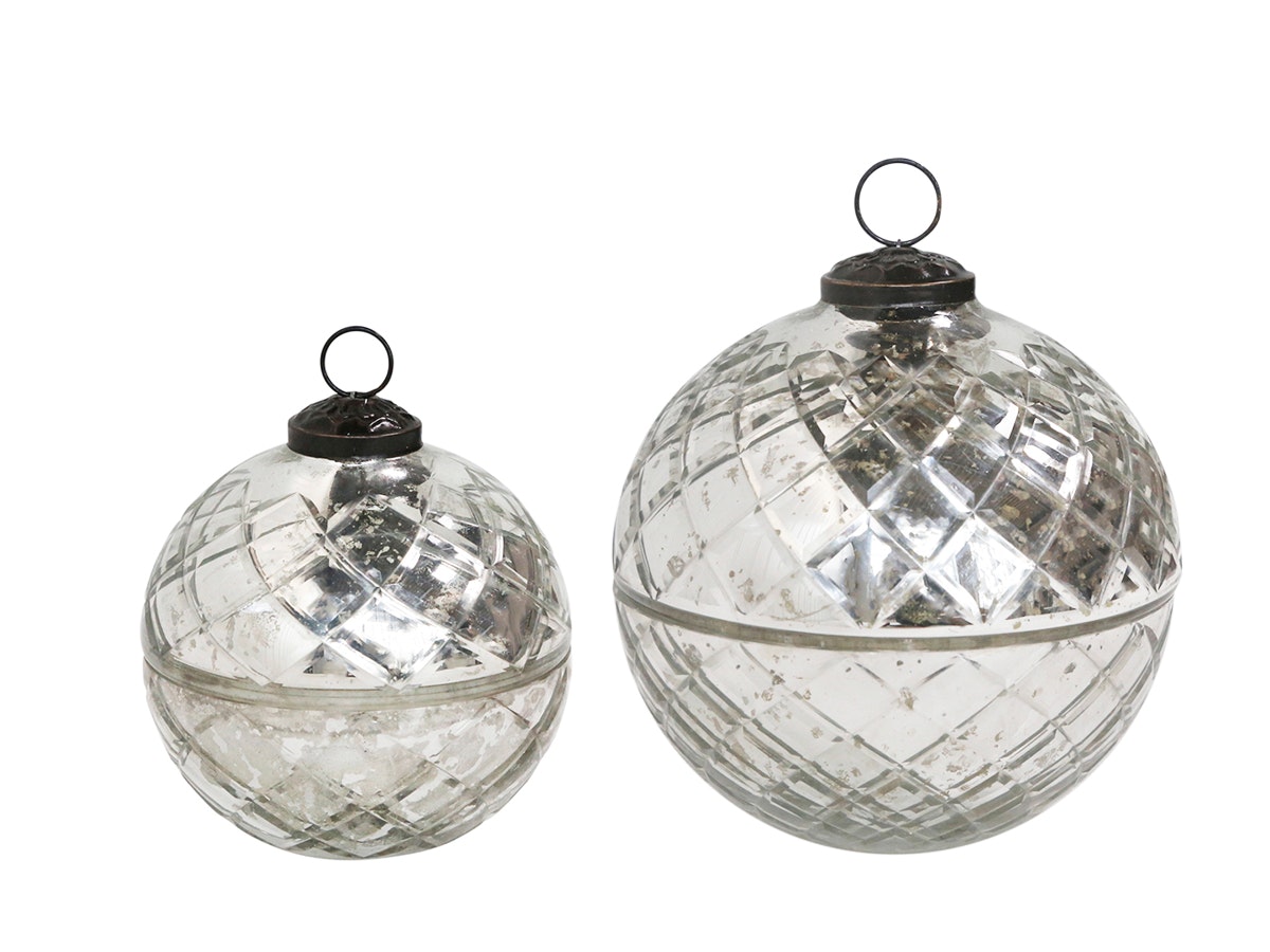 Small Glass Diamond Cut Bauble Candle by Chic Antique