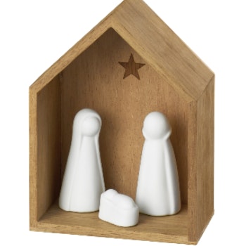 Big Nativity Porcelain Nativity with Acacia Wood Stable by Räder
