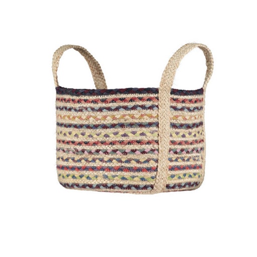 Large Organic Jute Fairisle Basket by The Braided Rug Company