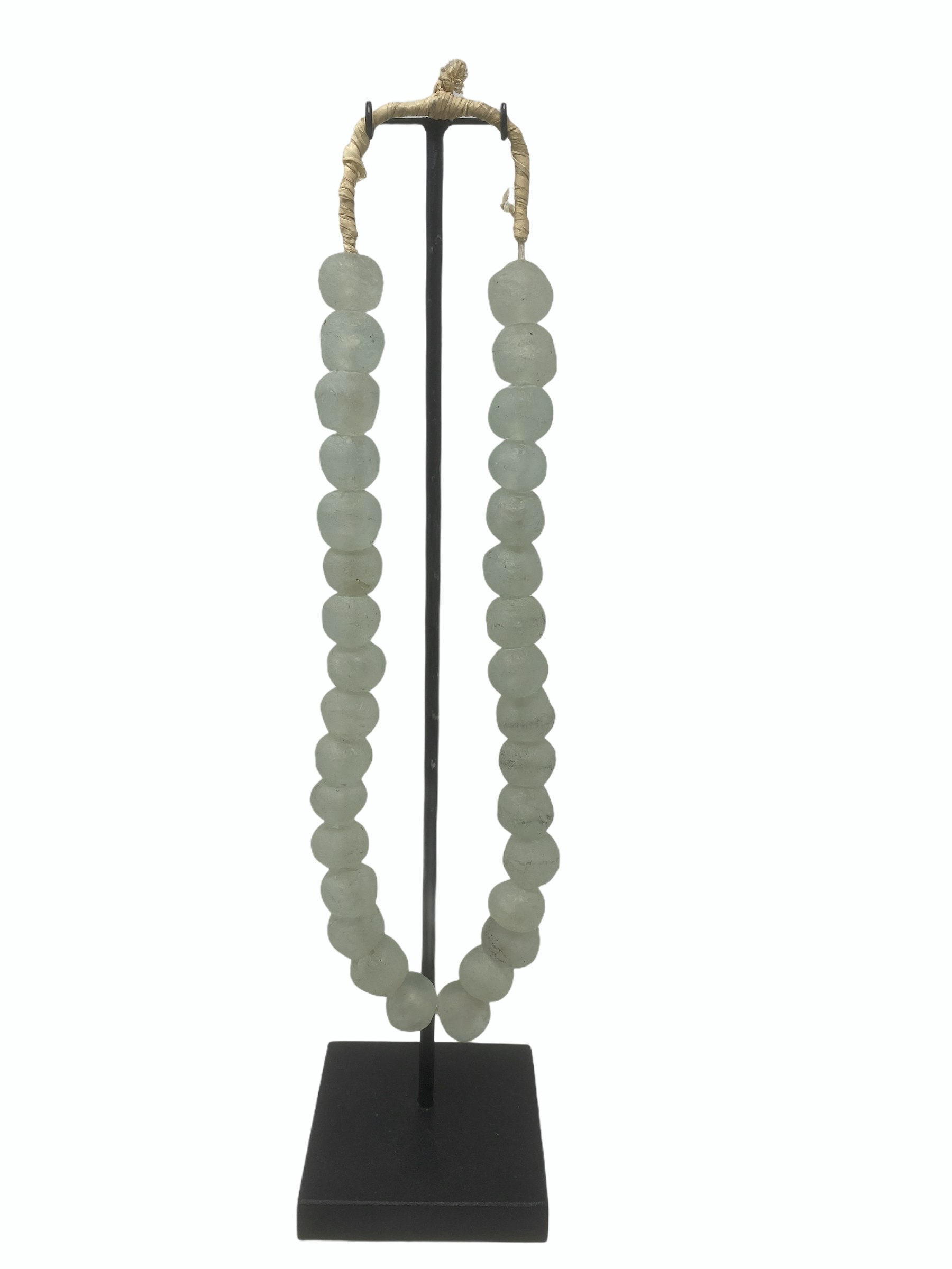 Ghana Glass Bead Necklace M Clear by Botanical Boys