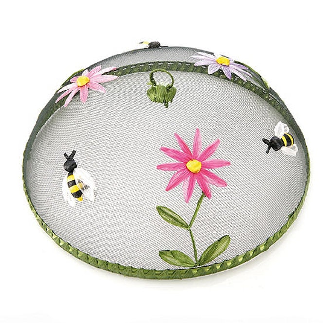 Bee and Flower Raffia Mesh Food Cover by Gisela Graham