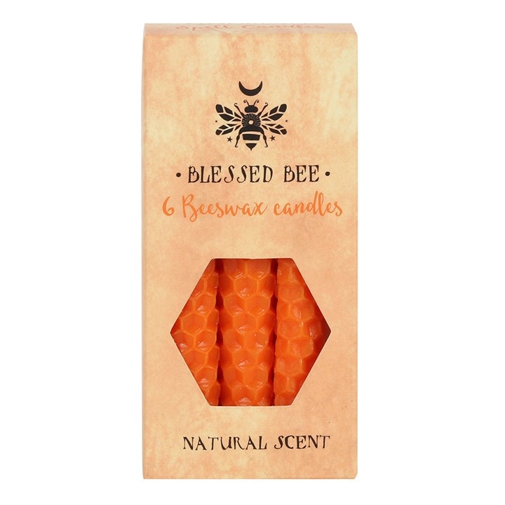 Honeycomb Beeswax Orange Short Dinner Candles Pack of 6 by Hyde And Seek