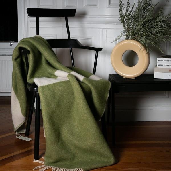 Pure New Wool Throw | Nature Green by Forestry Wool