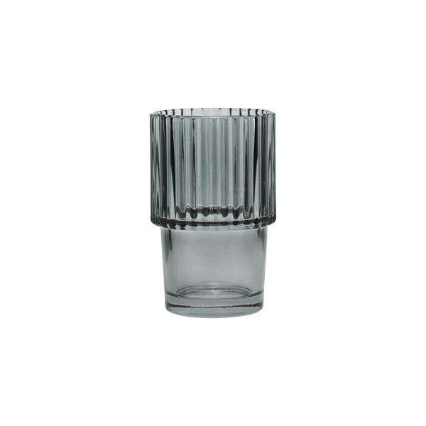 Glass Tumblers Rills Stackable Smoked Grey Set Of 4 by House Doctor