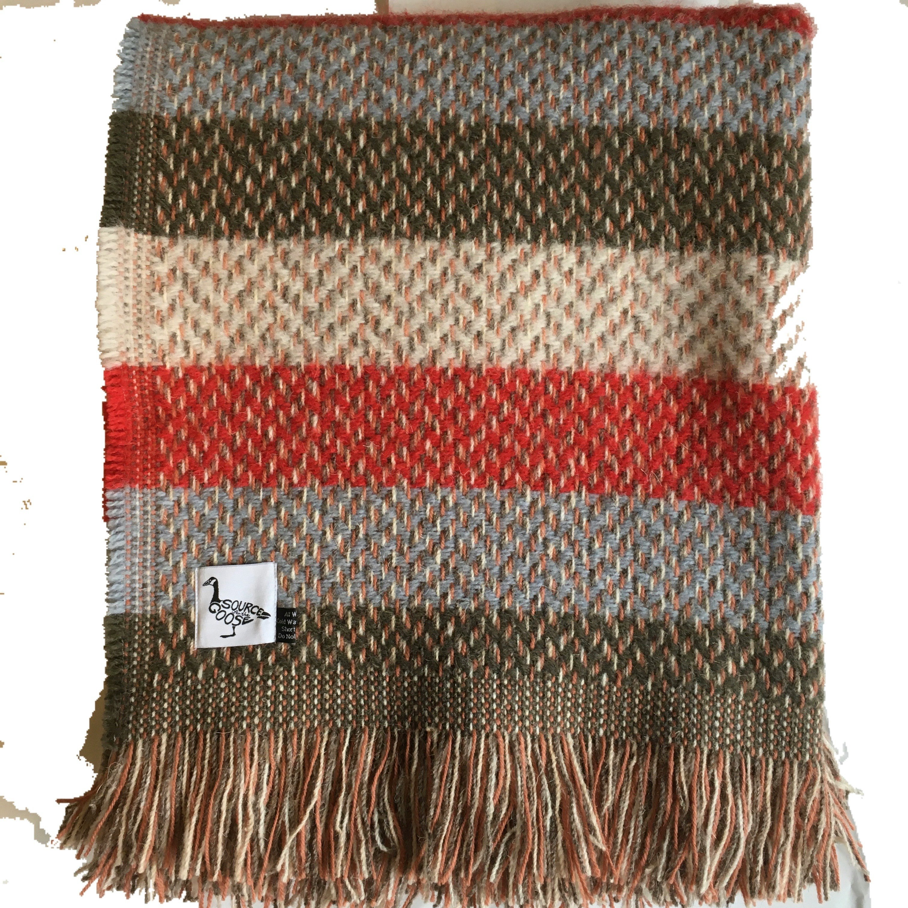 Recycled Wool Red Stripe Blanket by Tweedmill