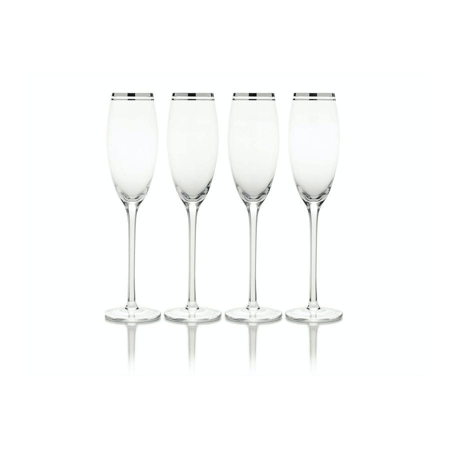 Set of 4 Platinum Ring Glasses by Mikasa - Kitchencraft
