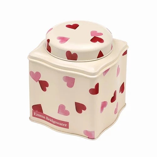 Pink Hearts Dome Lid Curved Tin Caddy by Emma Bridgewater