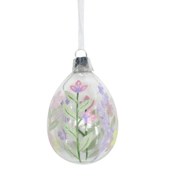 Easter Decoration Spring Flower Painted Glass Egg by Gisela Graham