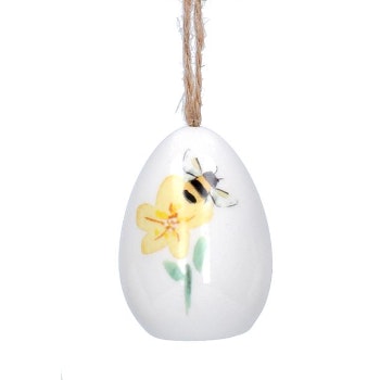 Gisela Graham Single 5cm Hanging Ceramic Egg with Bee Decoration by Gisela Graham