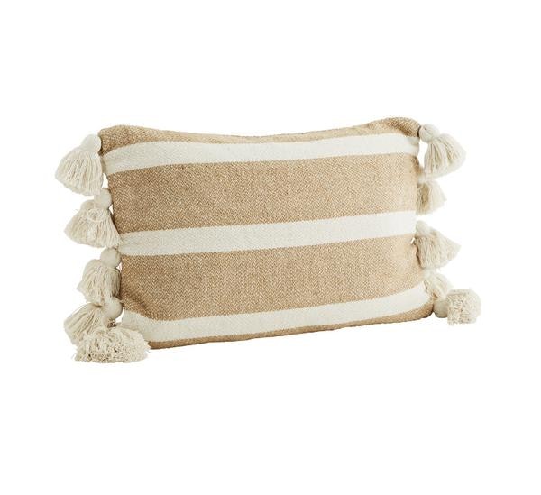 Striped Tassels Cushion Recycled with Feather Interior by Madam Stoltz