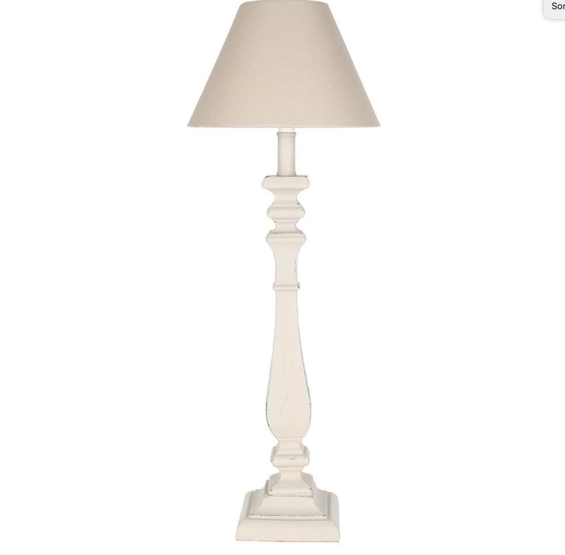 Grey Washed Wooden Lamp with Linen Coloured Shade by Grand Illusions