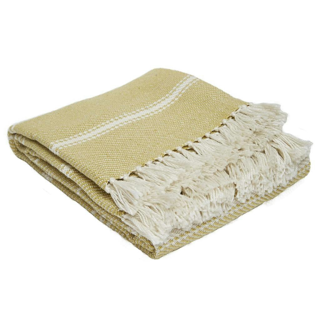 230 x 130cm Oxford Stripe Blanket by Weaver Green