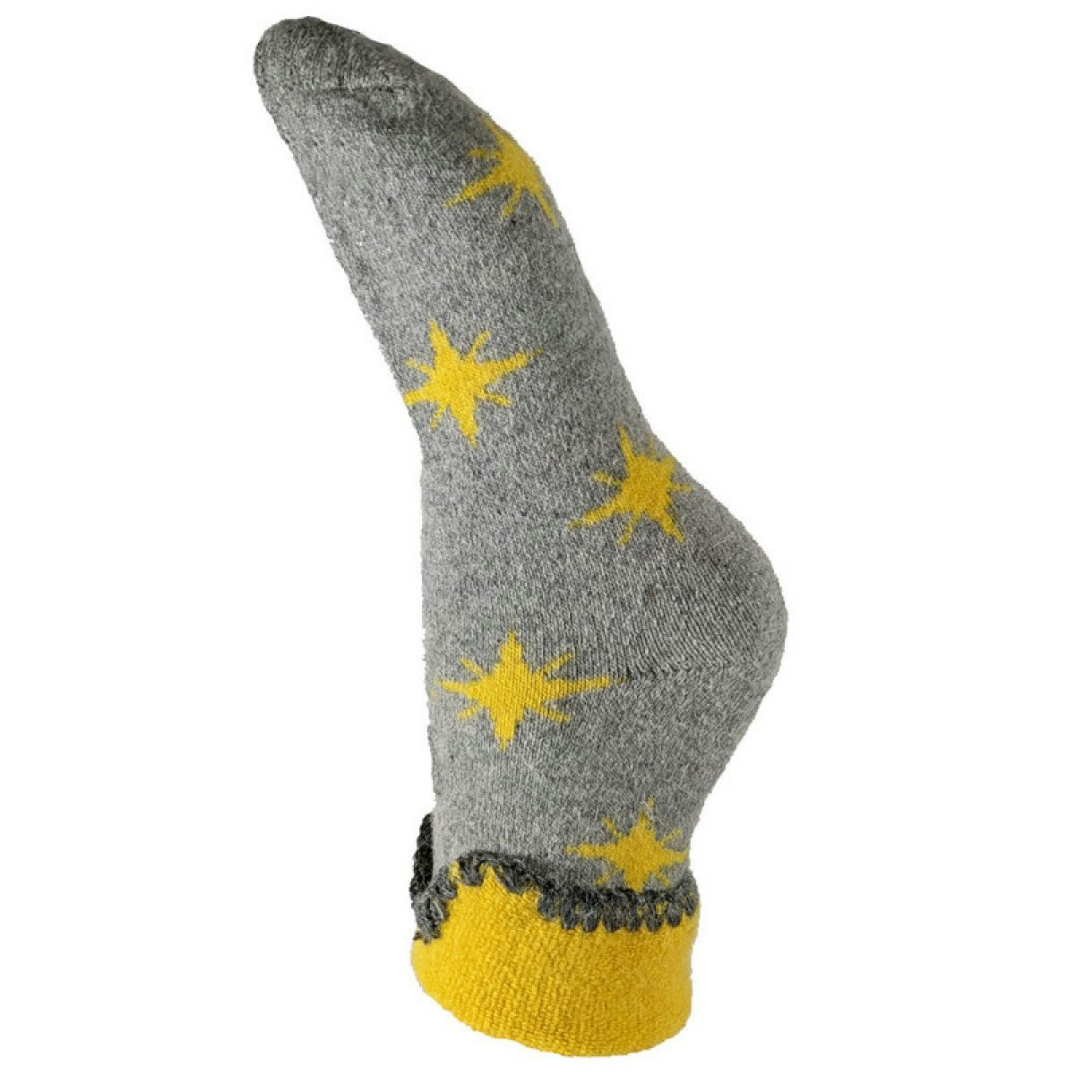 Grey and Yellow Star Ladies Cuff Socks by Joya
