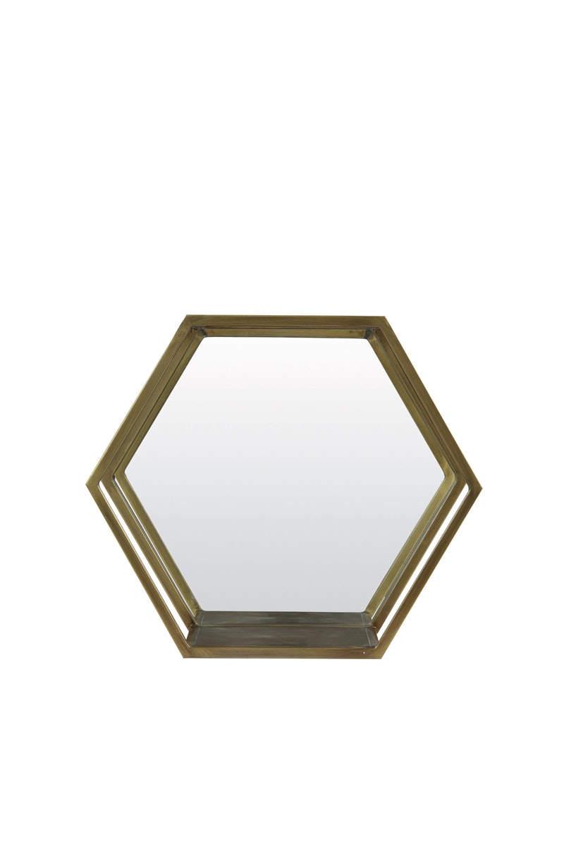 Hual Wall Rack & Mirror - Antique Bronze by