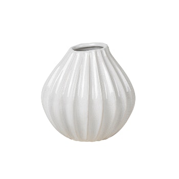 Wide Ceramic Smoked White Vase Small by Broste Copenhagen