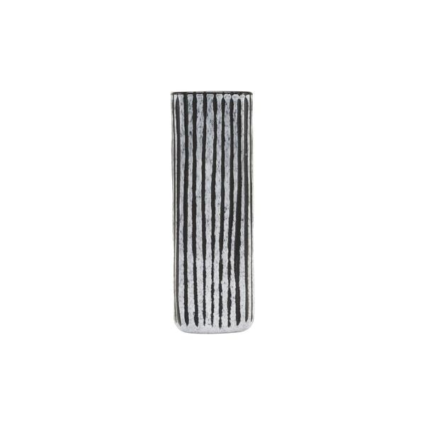 20cm Black Grey Surat Square Stripe Vase by House Doctor