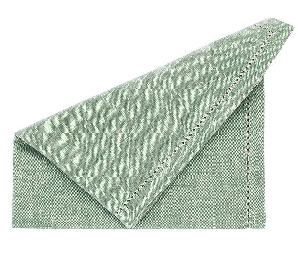 Set of 4 Moss Green Chambray Napkins by Waltons of Yorkshire
