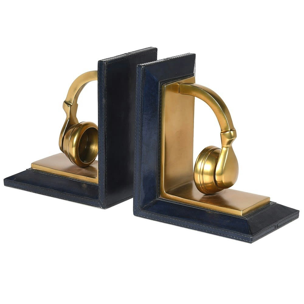 Brass Headphone Bookends by