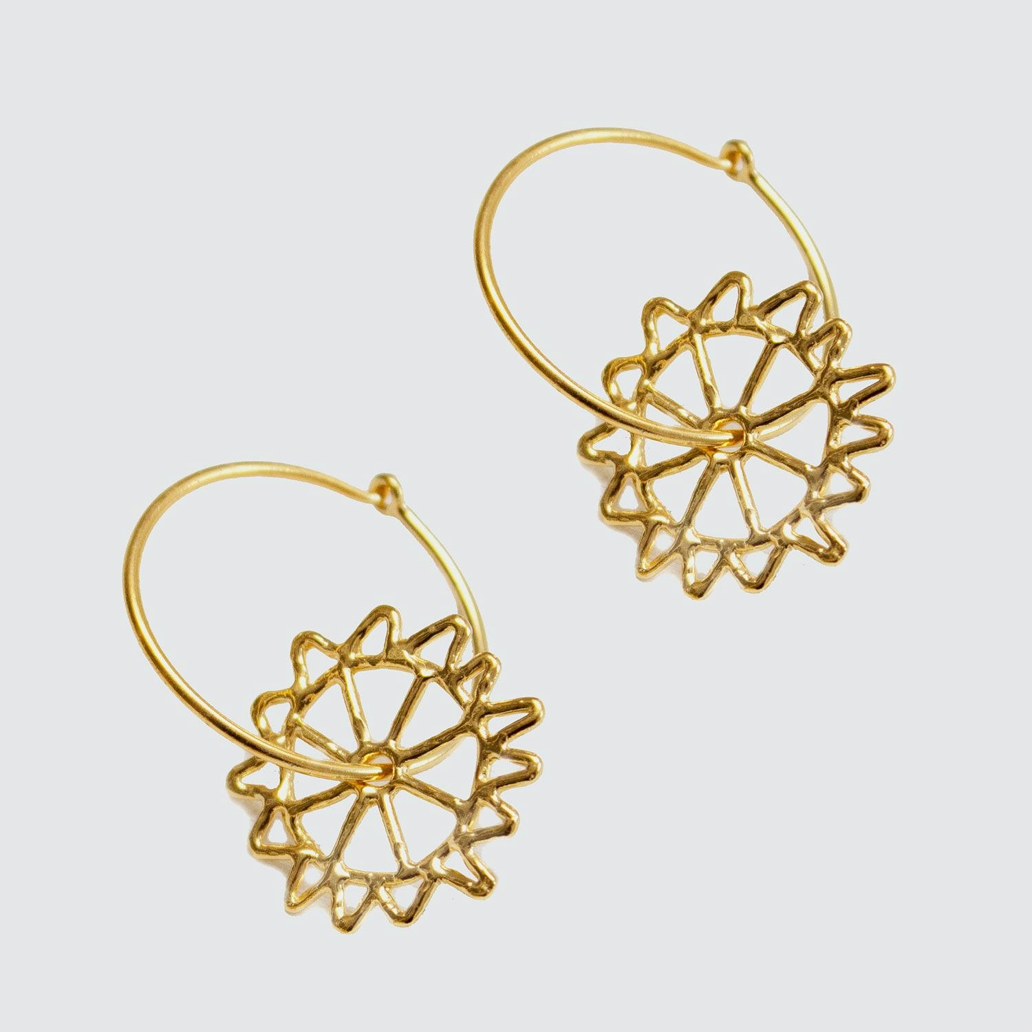 Monkey Puzzle Brass Hoop Earring by Artisans & Adventurers