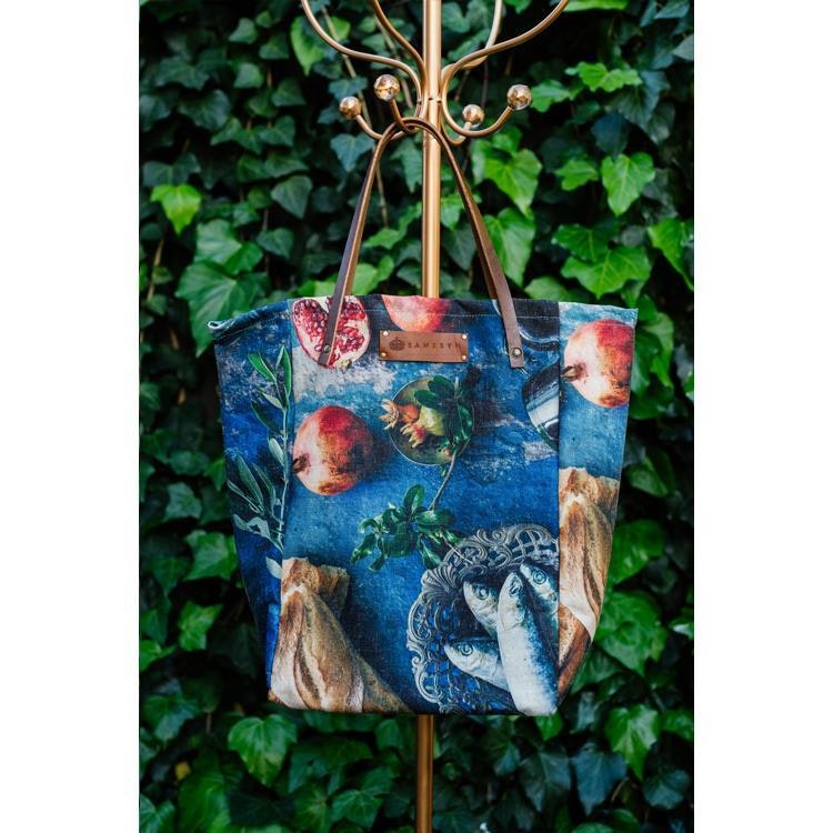 Shopper Tote Fish Pomegranate by Botanical Boys